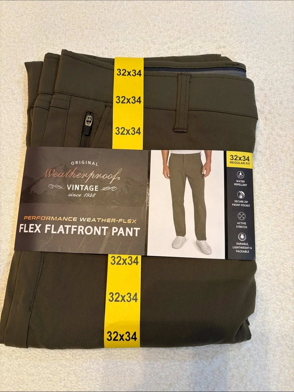 Weatherproof Olive Green Flex Flatfront Chinos